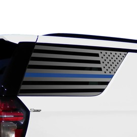 BOGAR TECH DESIGNS Precut Quarter Window American Flag Vinyl Decal Sticker Compatible with Chevy Tahoe and GMC Yukon 2021-2025, Thin Blue Line