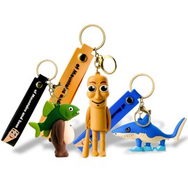 Satakara 3 Pack Italian Brainrot Animals Keychains, Tung Tung Sahur Action Figure Keychain with Wrist Strap, Tralalero Tralala Funny Meme Key Ring, Brain Rot Toys Collection