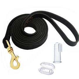 LWBMG Leather Dog Leash 6 ft x 3/4 inch Soft and Strong Leather Leash for Medium and Large Dog Breeds Heavy Duty Leather Dog Training Leash Black