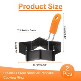 HARFINGTON 2Pcs Star Egg Rings Stainless Steel Nonstick Pancake Cooking Ring with Silicone Handle for Griddle Frying Eggs Sandwich Omelets Breakfast