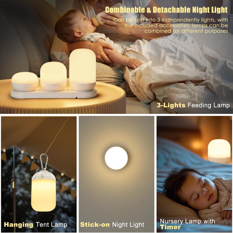 Baby Night Light for Kid, Portable Rechargeable Nightlight with Stable