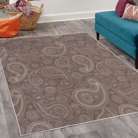 Lunarable Paisley Decorative Rug, Romantic Old Fashioned Leaf Motifs Vintage Design Royal Victorian Revival, Quality Carpet for Bedroom Dorm and Living Room, 4' X 5' 5", Warm Taupe