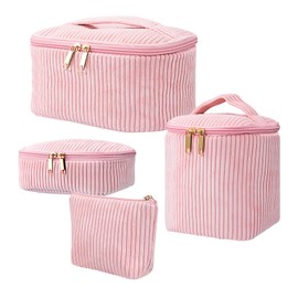 Set of 4 Cosmetic Bags Toiletry Bag Women's Toiletry Bag Make Up Bag with Floral Pattern, Portable Makeup Bag Makeup Bag Cosmetic Bag Wash Bag Large for Women Girls Everyday and Travel (B)