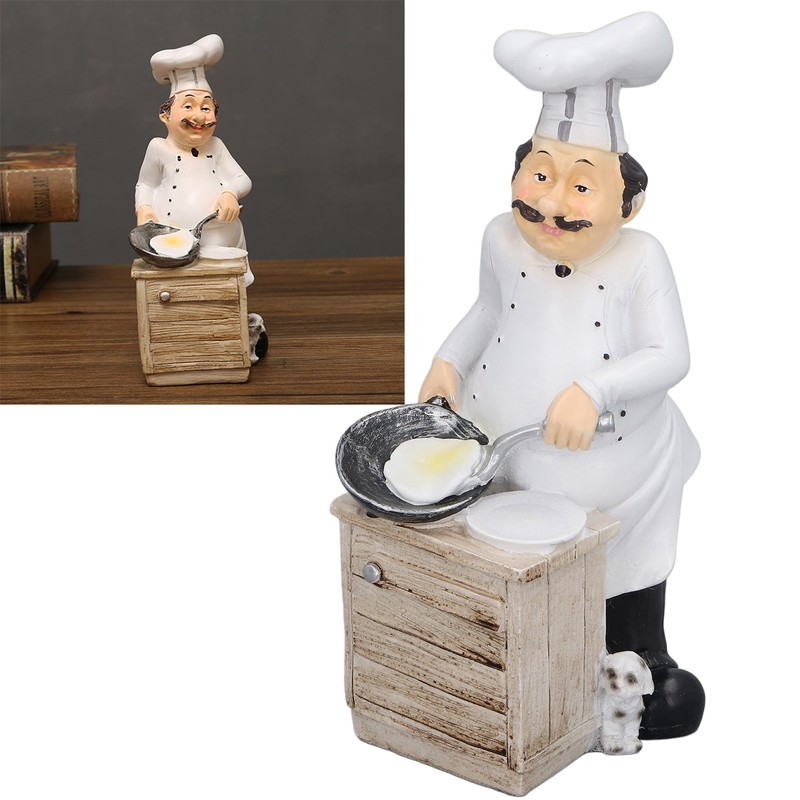Chef Cooking Figurine Small Stereoscopic Art Ornament Resin Decoration Statue