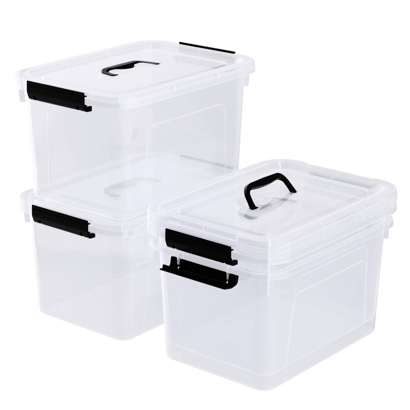 Uumitty 4 Pack 10.5 Quart Clear Storage Box, Plastic Storage