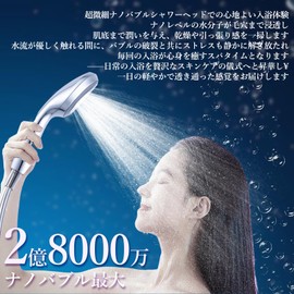 VIVIDVIVA Shower Head, Micro Nano Bubble, Water Pressure Strong Shower Head, Ultra Fine Nano Bubble Shower Head, Water Saving, 5 Modes, Massage, Moisturizing, Skin Cleansing, Handheld, Multifunctional