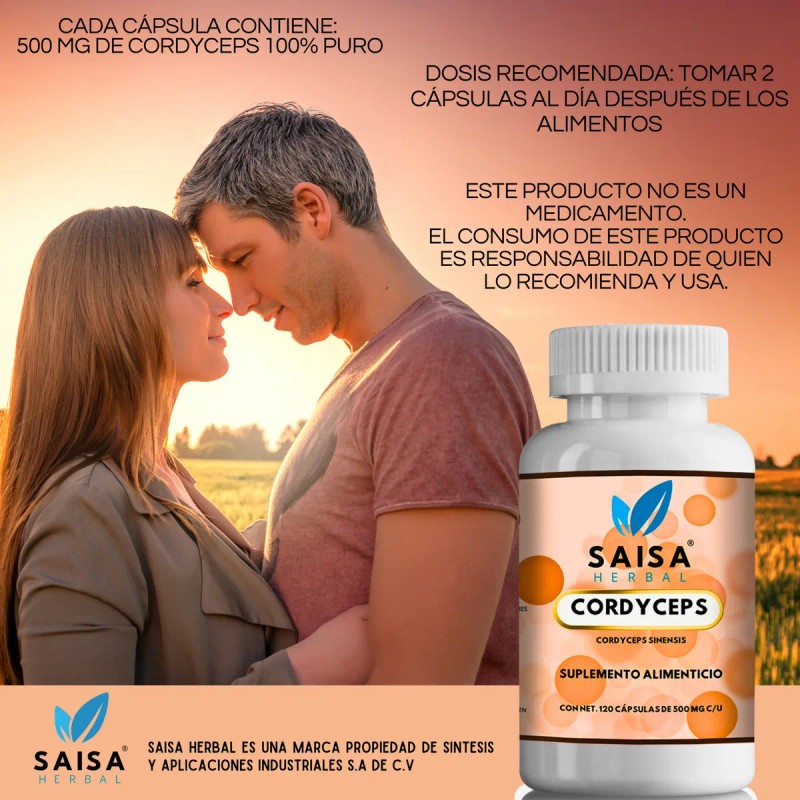 Cordyceps Adaptógeno Premium 100% Puro | 120 Cápsulas | Saisa
