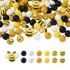 Beadthoven 100pcs Bee Silicone Beads 15mm Yellow Round Ball Silicone