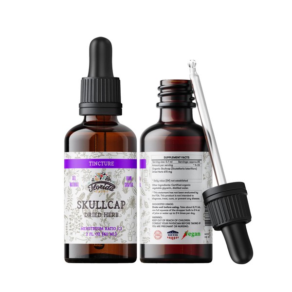 FLORIDA HERBS Skullcap Tincture, Organic Skullcap Extract, Skullcap Drops (Scutellaria