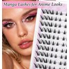 Manga Lash Clusters, 100Pcs Self-Adhesive Fairy Eyelash Clusters 7-10MM, Wispy