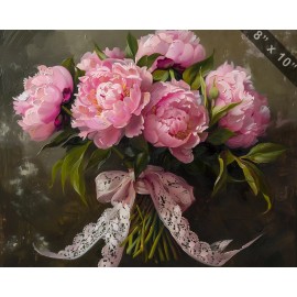 Peony bouquet with lace ribbon oil painting --ar 54 23194457-cd38-
