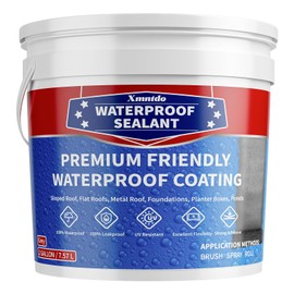Xmntdo Polyurethane Waterproof Coating 2 Gallon, Light Gray, Multi-Surface Crack & Leak Repair Coating for Roofs, Basements, Foundations, Chimneys, Durable Flexible Protective Roof Sealant Waterproof