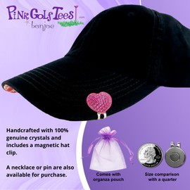 Bonjoc Premium Crystal Golf Ball Marker with Magnetic Hat Clip Tennis (Pink Ace) | Perfect Golf Accessories, Golf Gift, and Golf Giveaway for Men Women with add-ons Available!, Pink, Green, White