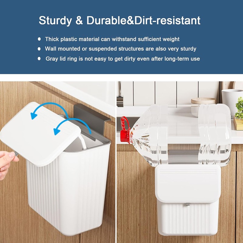 Wall Mounted Trash Bin Space Saving Hanging Garbage Can for