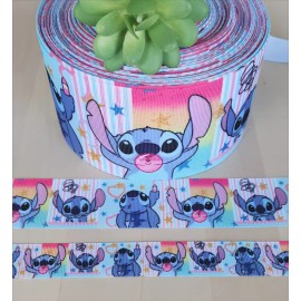 Unbranded 7/8, 1.5 & 3" (1 YD) Lilo and Stitch Grosgrain Ribbon Scrump Hair Bow Lanyard - 7/8 inch