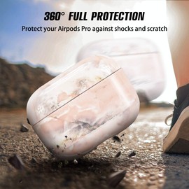 Newseego Compatible with AirPods Pro Case, Ultra Thin Marble Case, Full Protection, Shockproof Hard Cover, Portable Case for AirPods Pro, Earpods, Earphones, Charging Bag, Pink