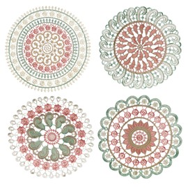 Phantomon 12 Inch Crochet Lace Coasters Vintage Lace Doilies Round Placemats for Rustic Table Decor, Kitchen, Dining Room, Weddings, Christmas, Cup, Vase, Set of 4