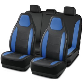 Road Comforts Car Seat Cover, Leather Full Set Car Seat Cover, Automotive Interior Cover, Universal Fit for Most Cars, SUVs, Trucks, and Vans, Airbag Compatible (Blue