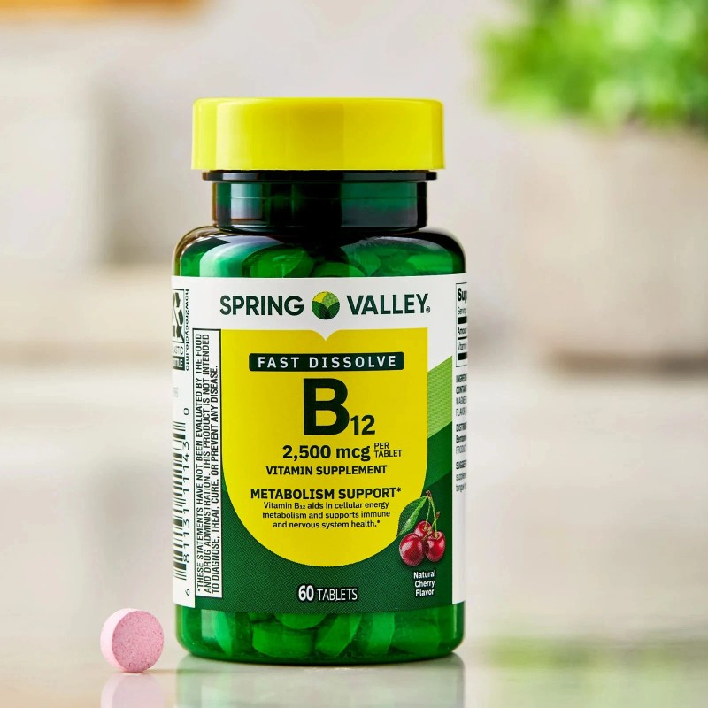 Spring Valley Vitamin B12 QuickDissolve Tablets Dietary Supplement 2500 Mcg