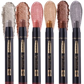 SHEBEEDO 6pcs Eyeshadow Stick Soft Creamy Shimmer Eyeshadow Pencil Highlighting Pigmented Shiny Cream Eyeshadow Multi-Color Long-Lasting Eye Shadow Stick Kit Eye Shadow Pallets For Women (New 6pcs)