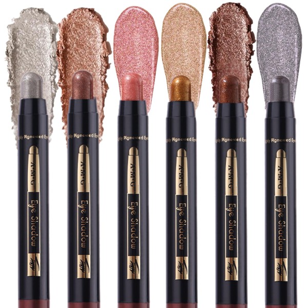 SHEBEEDO 6pcs Eyeshadow Stick Soft Creamy Shimmer Eyeshadow Pencil Highlighting