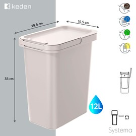 Recycling Container Square 12 L White KEDEN