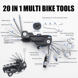 USHAKE Bike Multi Tool 20-in-1 Portable Bicycle Multi-Function Repair Kit with Hex Wrenches, Tire Levers Lightweight for MTB Road Cycling, Carry Case Included