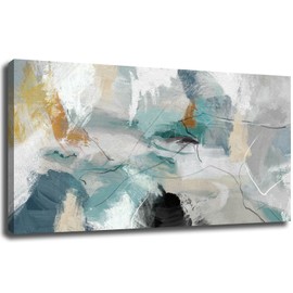 SOUGUAN Abstract Wall Art Teal Canvas Wall Art Living Room Decorations Large Wall Art Office Decor Abstract Watercolor Home Decor Kitchen Artwork 30x60 Inch
