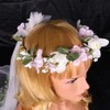 Flower Crown for Women with Bridal Veil, Adjustable Hair Accessories