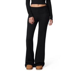 florence by mills Women's Barre Collection Foldover Wide Leg Pant, Black, Medium