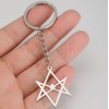 EUEAVAN Unicursal Hexagram Symbol Keyring 6-Pointed Star Key Ring Occult