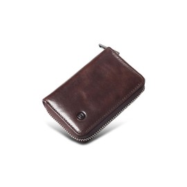 Modiko Men's Credit Card Case, Genuine Leather, Made in Japan, Himeji Leather, Large Capacity, Card Slot, Skimming, YKK Zipper, coffee