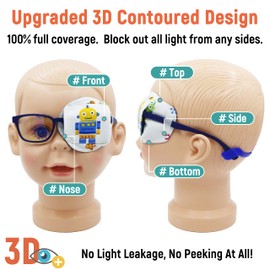 Astropic 3D Cotton & Silk Eye Patch for Kids | Boys Eye Patch for Glasses | Medical Eye Patch for Children with Lazy Eye (Yellow Robot, Left Eye)
