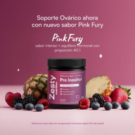 Zesty Nutrition Pro Inositol 100 g – Myo + D-Chiro 40:1 – Suplemento mujer para PCOS, acné hormonal, ovulación y ciclos irregulares – Pink Fury – Hecho en México