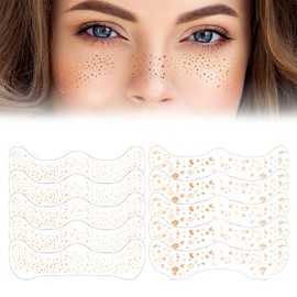 Pack of 10 Glitter Freckles, Glitter Face Freckles Tattoo, Waterproof, Golden Stars and Dots Temporary Tattoos, Suitable for Festivals, Parties, Performances (Rose Gold)