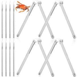 FoldTier 12 Pack Lobster Crackers and Picks Set Crab Cracker Pliers Tools Stainless Steel Nut Opener Walnut Pecan Tool Seafood Shellfish Claw Crackers