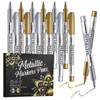 12 Pack Metallic Markers Pens, Water Based Silver & Gold