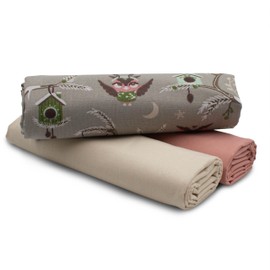 VmG-Store 1.5 m Cotton Fabric Set Design Fabric + 2 x Plain Colour Coordinated 100% Cotton Material Selection (Winter Owl Set61)