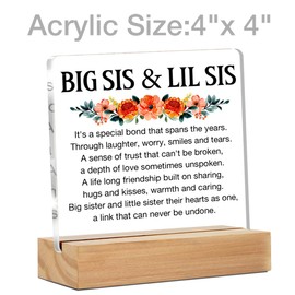 Sister Gifts for Big Sister Little Sister, Best Sister Ever Gifts for Christmas Thanksgiving Birthday, Big Sister and Little Sister Clear Desk Decorative Sign
