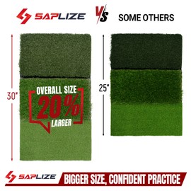 SAPLIZE 30"x15" Foldable 3-in-1 Golf Hitting Mat, Tight Lie, Rough and Fairway for Driving, Chipping, and Putting Training, Portable Golf Practice Tri-Turf Grass Mat