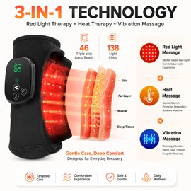 Red Light Therapy for Ankle with Heat & Vibration, Foot & Ankle Massager, 660nm Red Light & 850nm Near Infrared Light, 3 Heat Levels, 5 Vibration Modes, 5000mAh Rechargeable, Extension Strap