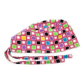 Scrub Hat Colorful Geometric Shapes Squares Fun Cotton Fabric Cap Do-Rag Skull