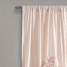 Lush Decor Serena Window Curtain Panels, Pair 54" W x 84" L, Blush - Ruffled Flowers -Long Curtains - Pink Ruffle Curtains - Vintage Glam & Farmhouse Home Decor
