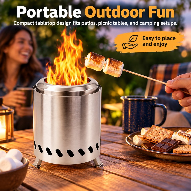 Portable Wood Burning Stove for Outdoor Cooking – Stainless Steel