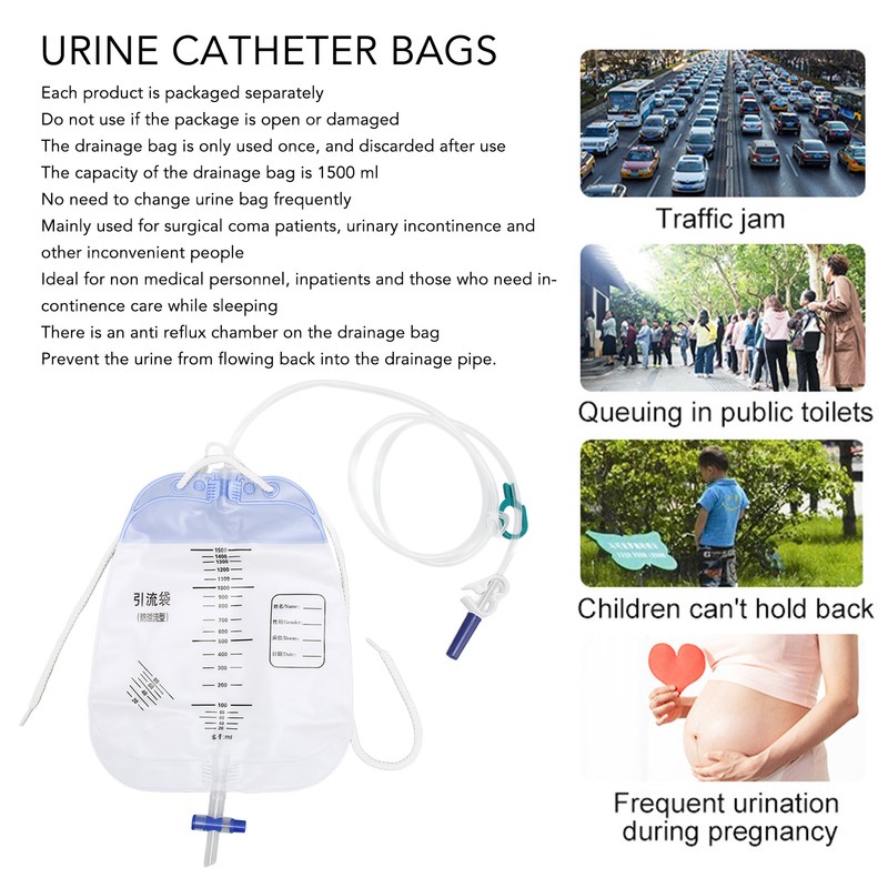 5Pcs Urinary Drainage Bag Thickened PVC Anti Reflux Disposable Urine