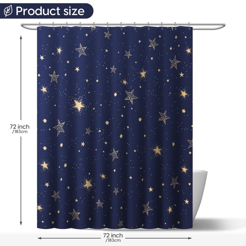 Amaredom Star Shower Curtain, Celestial Shower Curtain for Bathroom, Waterproof