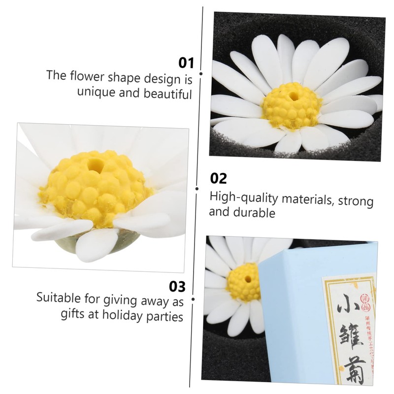 Levemolo Ceramic Incense Holder Beautiful Daisy Design for Study Bedroom