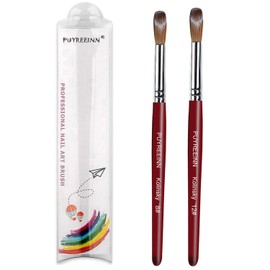 PUYREEINN Acrylic Nail Brush with Kolinsky Sable Hair and Red Wooden Hand, Round Professional Gel Brush for Acrylic Power and Nail Extension Size 8,10,12 (#8 and #12)