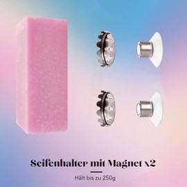 Original Cup Set of 2 Magnetic Suction Cup Soap Holders | Premium Quality | Simple Design & Strong Attachment | Stainless Steel | Wall Mount | No Drilling | Bathroom | Kitchen | 250 g