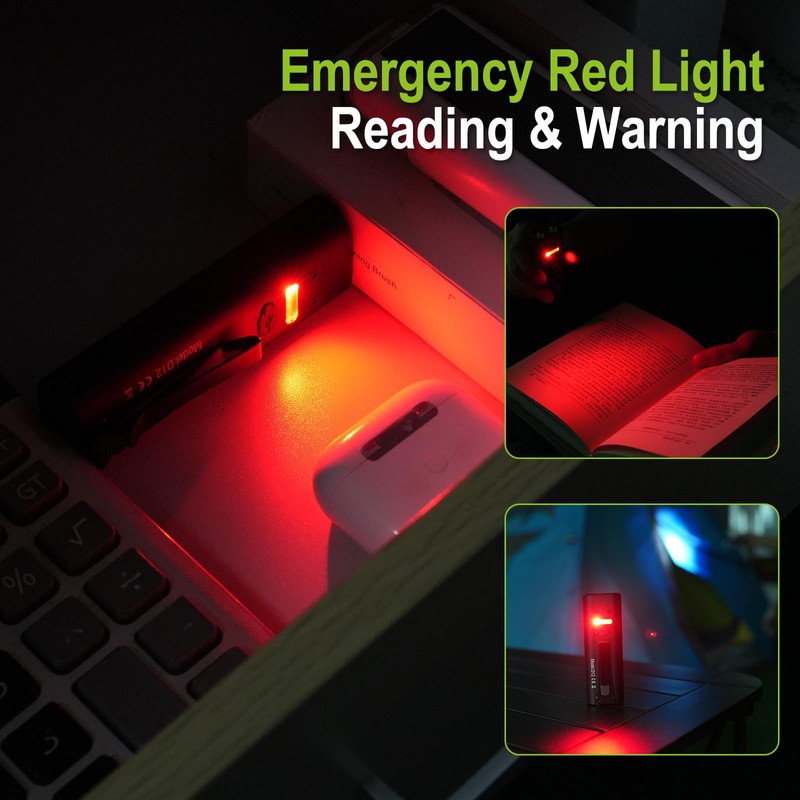 HOSONIC D12 Rechargeable EDC Flashlight, Small Flat Flashlights Powerful with